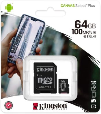 Micro SD Kingston 64GB + adat. CL10 100MB/s