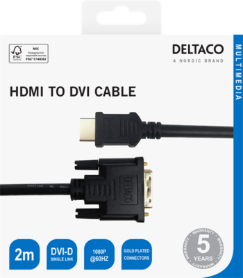 Cavo Deltaco Hdmi a DVI-D (18+1) 2Mt