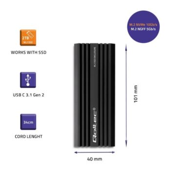 Box Qoltec per M.2 Sata/NVMe USB-C 3.1