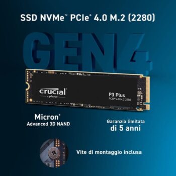 Ssd Crucial PCIe M2 NVME P3 da 2 Tb