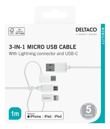 Cavo Deltaco USB-A 3-in1