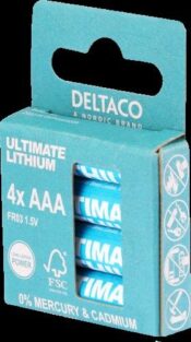 Batteria Deltaco AAA 1.5V Blister 4Pz