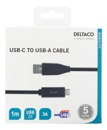 Cavo Deltaco Type C a USB 2.0 M.1Mt