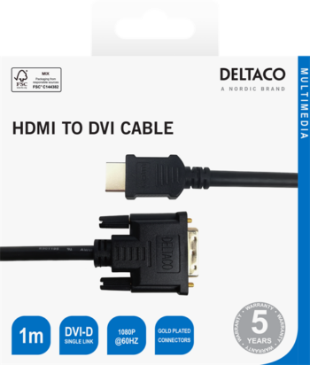 Cavo Deltaco Hdmi a DVI-D (18+1) 1Mt