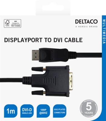 Cavo Deltaco Displayport(M) a DVI-D(M) 1M