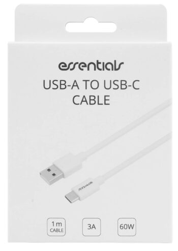 Cavo Essentials USB a Type C 3A 60W 1m Bianco