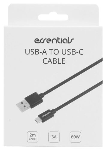 Cavo Essentials USB a Type C 3A 60W 2m nero