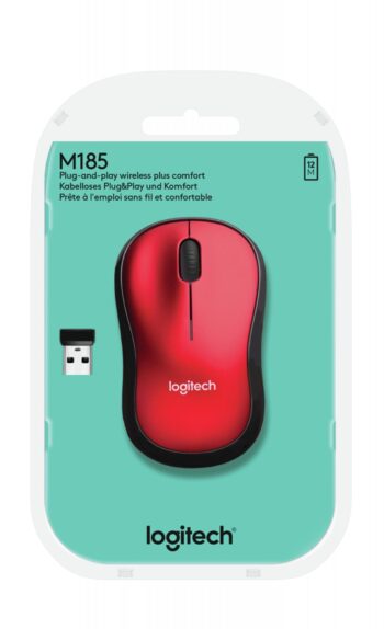 Mouse Wireless Logitech M185 Red