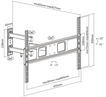 Braccio Deltaco a 3 Snodi da 37" a 70"