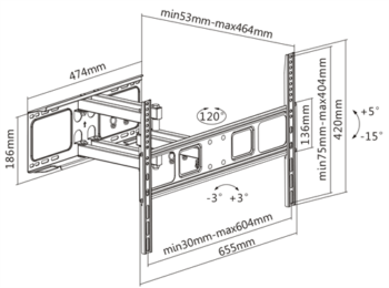 Braccio Deltaco a 3 Snodi da 37" a 70"