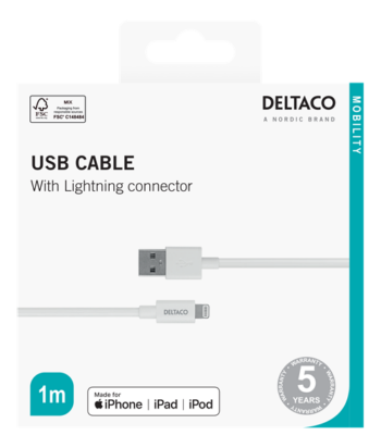 Cavo Deltaco da Lightning a Usb da 1Mt