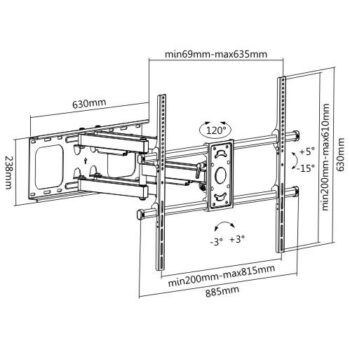 Braccio a 3 snodi da 60"a 100"