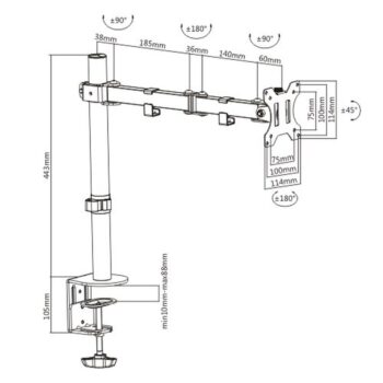 Braccio da tavolo a 2 Snodi da 13" a 32"