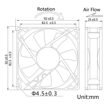 Ventola Case 92x92x25mm 12V 3pin