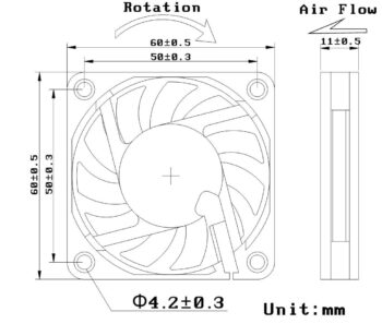 Ventola Case 60x60x10mm 12V 3pin