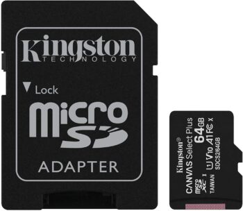 Micro SD Kingston 64GB + adat. CL10 100MB/s