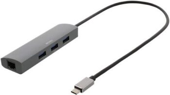 HUB Deltaco USB-C a 3x USB 3.0 + RJ45 Gigabit